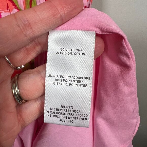 Taylor Lawn Mini Dress Size Small Pink Floral Tropical Vacation Resort Flutter - Picture 11 of 12